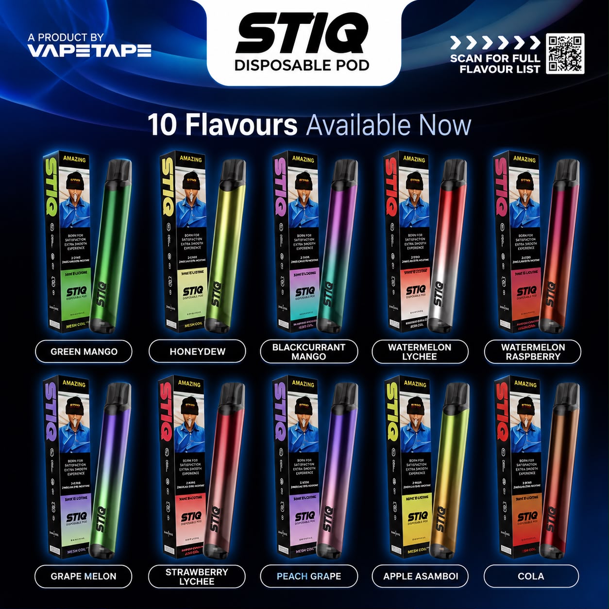 DISPOSABLE VAPETAPE STIQ 3000 PUFFS ASDF