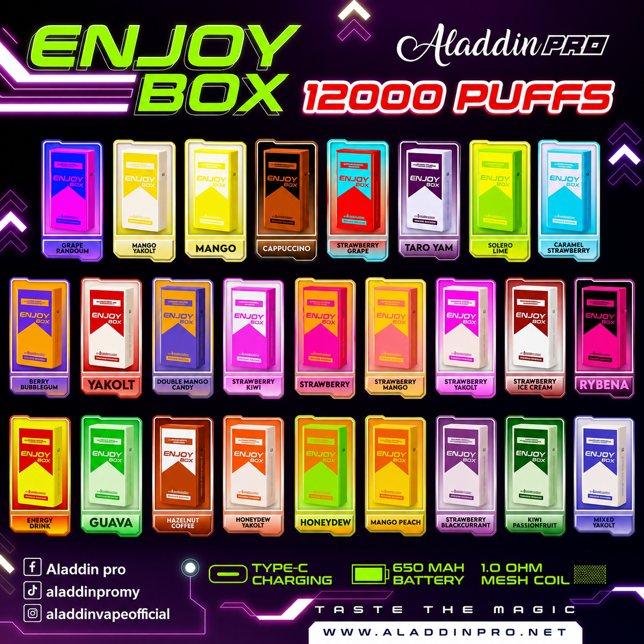DISPOSABLE ALADDIN ENJOY BOX 12000 PUFFS